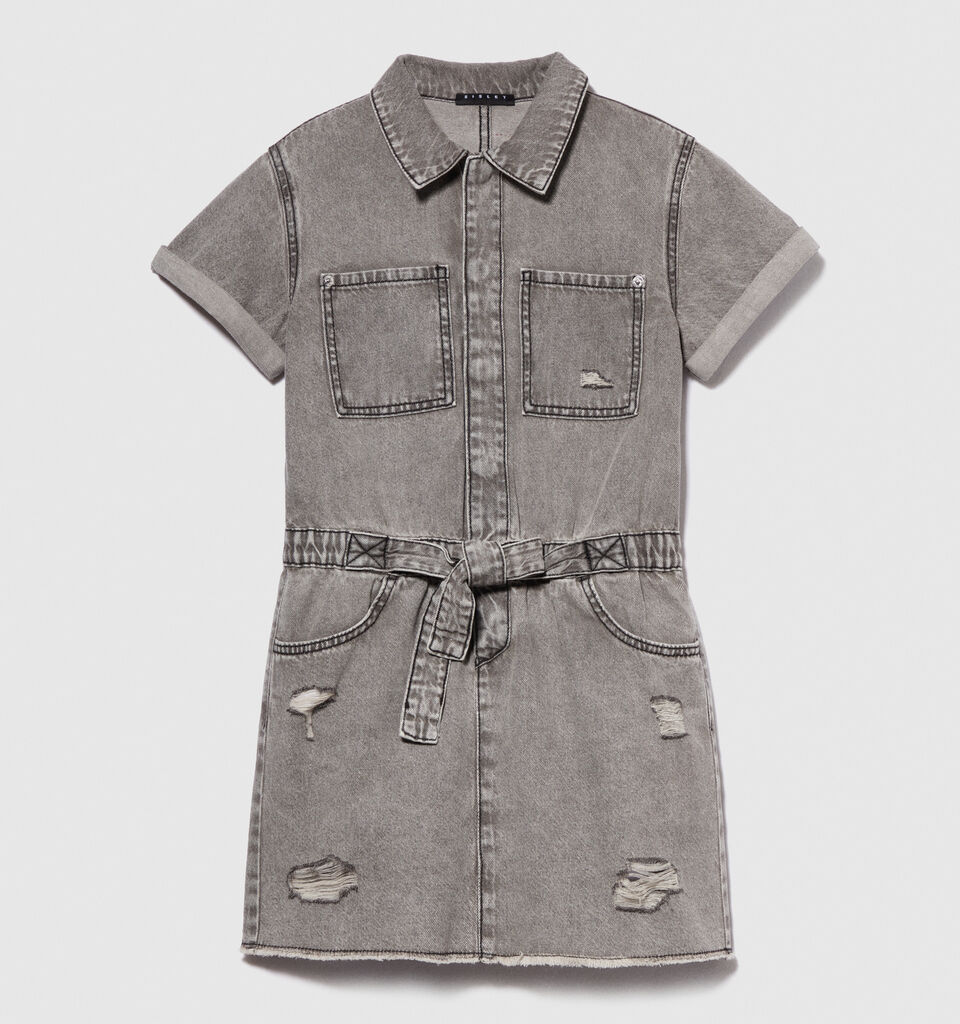 Denim dress with tears - girls' dresses - Light Gray | Sisley Young image number 1